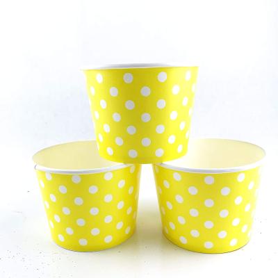 China Ice Cream Cups Polka Dot Paper Yogurt Cups 12OZ Disposable Paper Colorful Design for sale