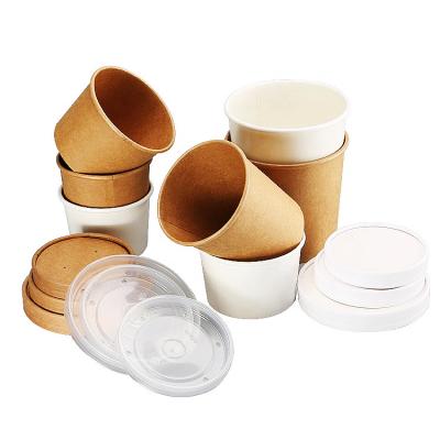 China 8oz 12oz 16oz 26 oz 32oz Disposable Biodegradable Container Take Away Kraft Paper Soup Cup With Lid for sale