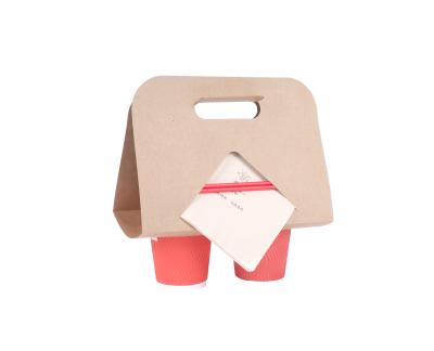 China Factory Supply Two-Cup Disposable CUP Carrier Price Best Cardboard Paper Coffee Rigid Cup Holder With Handle for sale