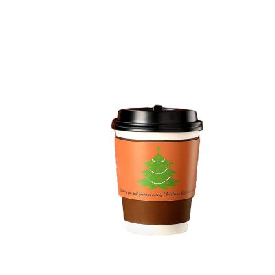 China Recyclable Christmas Wrapping Paper Disposable Cup Sleeves 5 Designs For Corrugated Paper Cup Jacket For Hot Chocolate Cocoa Cold... for sale