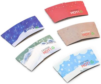 China Recyclable hot paper cup sleeve, custom paper coffee cup sleeve kpop with logo, printing coffee paper cups with lids for sale