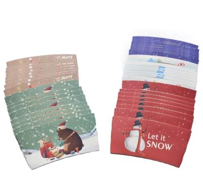 China Recyclable mug sleeves, fits 12 oz to 20 oz, with 5 different custom Christmas designs for sale