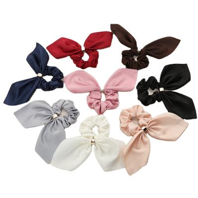 China European and American style fabric fashion band leather headband with metal buckle bow scrunchies for hair accessories for sale