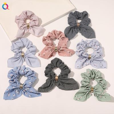 China 100% Fleece Bow Scrunchies For Soft Copy Bunny Ears Hair Scrunchies Flower Fashion Wholesale Hair Accessories Factory for sale