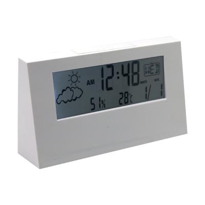 China NEW 2021 Antique Style Indoor Temperature Humidity Weather Station LED Alarm Clock for sale