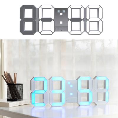 China Antique Style Home Decoration 3D Number Module Alarm Clock Led Large Digital Desktop Light 3D LED Wall Remote Control Clock for sale