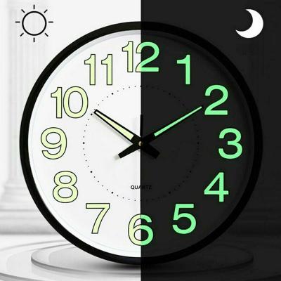 China LUMINOVA Retro Large Home Decoration Night Light Quartz Clock Customized Fluorescence Analog Wall Clock for sale