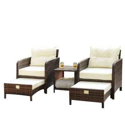 China UV And Water Resistant 5 Pieces Patio Furniture Rattan Cushion Set Outdoor Patio Sofa for sale