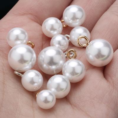 China Washable Half Ball Pearl Buttons 8-16mm Matt Finish Plastic Button With Metal Leg Garment Accessories For Clothing for sale