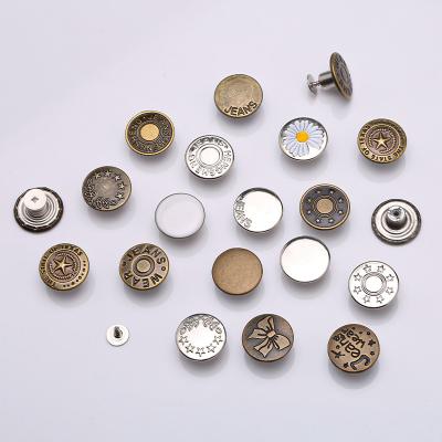 China Other Design Wholesale Custom Metal Color Lattice Zinc Alloy Washable Durable Buttons For Jeans for sale