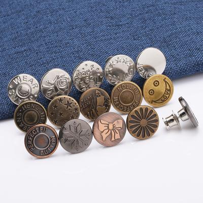 China High quality dry cleaning metal jeans button pins for screwing removable adjustable buttons for pants for sale