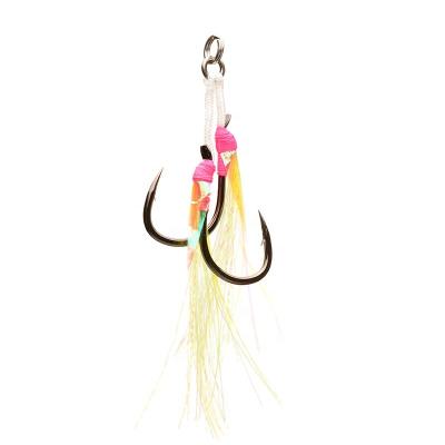 China Yousya Hot Sale Miniature Iron Double  Luminous Bucktail Teaser Jigging Assist Hook Slow Fast Fall for Saltwater&Freshwater BG1-3/5/7/9/11/0 PT for sale