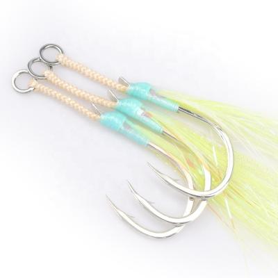 China Yousya Big Game Luminous Bucktail Light Iron Plate Single Jigging Assist Hook for Saltwater Vertical Jigging Lures PXSW01-12/3/4/5/6//0 PT for sale