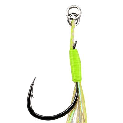 China Yousya Hot Sale Luminous inter steel wire Iron Single Bucktail with Connecting Ring Jigging Assist Hook for Saltwater&Freshwater PXSW02-1/2/3/4/5/6/0 GT for sale