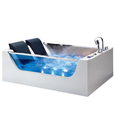 China Massage Style HS-EB377 Modern Clear Glass 2 Person Stand Corner Whirlpool Freestanding Bathtub for sale