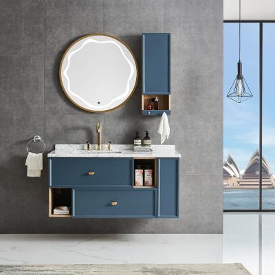 China Modern Designer Modern European Luxury Marble Bathroom Vanity Wood Cabinets for sale