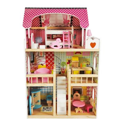 China MDF Durable Using Good Prices Friend House Toy Solid Wood Dollhouse For Girls for sale