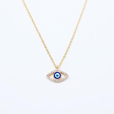 China advance & Nickel Free Gold Plated Paved Eye Charm Necklace with Zircon for sale