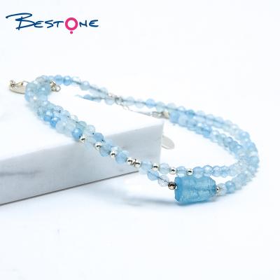 China New Arrival Trendy Fashion Jewelry 3mm Faceted Bracelet Silver Beads Bracelet 925 Natural Blue Green Stone Beads Beads for sale