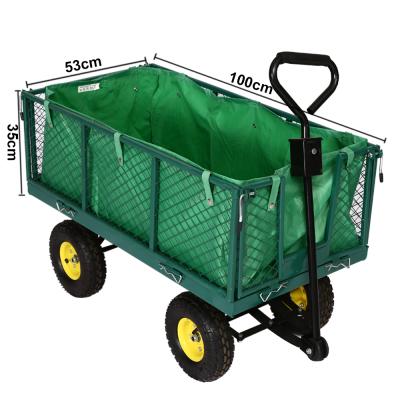 China Durable KINDE 4 Wheel Mesh Garden Carts Carts Loading Capacity 350KGS for sale