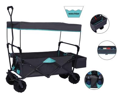 China Durable KINDE Folding Handcart Garden Cart Camping Cart Beach Cart With Canopy 80KG In Stock for sale