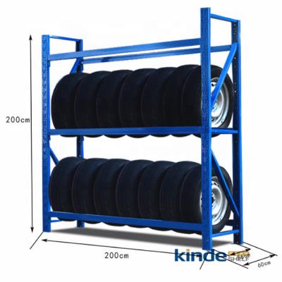 China Large Tire Corrosion Protection KINDE Tire Display Storage Shelving Rack Heavy Duty Metal For Warehouse 120*200*50CM Cold Rolling Steel for sale