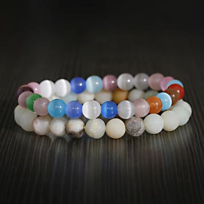 China 2Pcs Matte Amazonite Stone Opal Bead Fashion Natural CLASSIC Men's Charm Bracelets Gift for sale