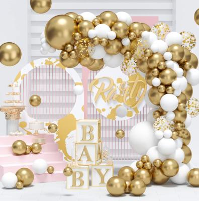 China Party Decration Balloons Birthday Party Wedding Balloon Set Metallic Gold Chrome Round Balloon Arch Kit Decoration for sale