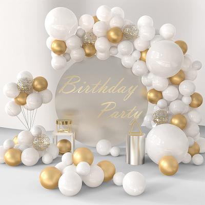 China Party Decration Balloons Wholesale White And Gold Balloon Set Arch Kit Party Decoration Balloon First Birthday for sale