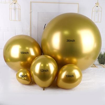 China Party Decration Balloons 12/18/36 Inches Multicolor Chrome Latex Metallic Balloons Giant Gold Balloons For Decoration for sale