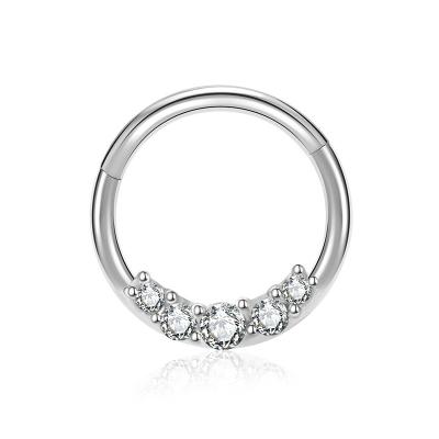 China FASHIONABLE Septum Cartilage Piercing Clicker Body Zircon Earrings Circle Hinged Segment Sexy Unisex Nose Ring Cuff Jewelry for sale