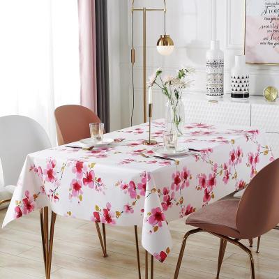 China New Flower Cotton Tablecloth Waterproof Printed Table Cover Fashionable Simple Square Tablecloth Restaurant Table Cloth for sale