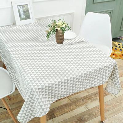 China Gray Table Cloth With Custom Waterproof 100% Cotton Table Cloth Geometry White And Stripes For Home for sale