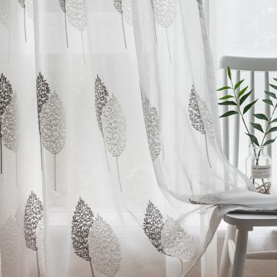 China Wholesale Simple Modern Embroidered Sheer Curtain Window Cloth Curtain Living Room Bedroom Yarn Fabric for sale