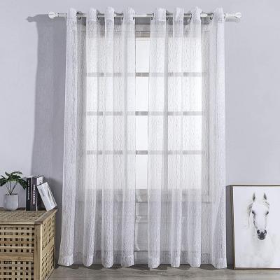 China Semi Sheer Ready Made Blackout Window Curtains Gray Sheer Cortinas Jacquard Panels For Drape for sale