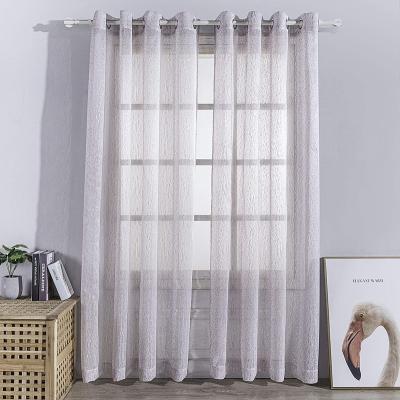 China Semi Blackout Wedding Top Silver Grommet Curtains Sheer Luxury Window Curtain Panels Decoration Jacquard Drapes For Living Room for sale