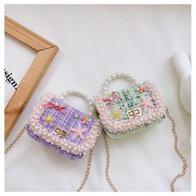 China Cute New Toddler Girls Mini Beautiful Kawaii Sweetly 2022 Purse Purse Wallet Coin Pocket Star Charm Chain Purse with Beads and Flower for sale