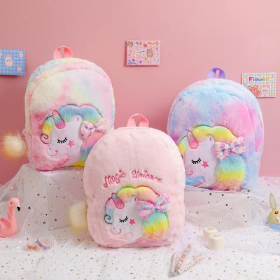 China 2022 Small Unicorn Soft Plush Other Schoolbag Toy Plush Unicorn Backpack Holographic Unicorn Backpack For Girls Kids for sale