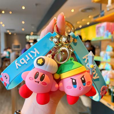 China Waterproof 2022 kawaii 3d pvc cartoon blue kirby star charm key chain kirby key chain key chain llaveros lanyards pendant security for sale