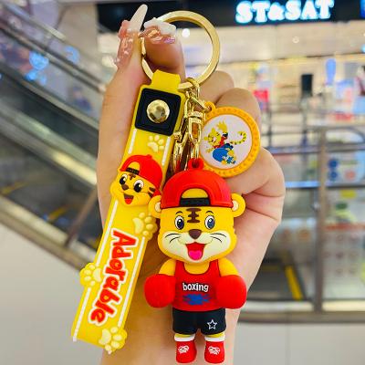 China Waterproof 3d cartoon pvc self-defense key chain year 2022 tiger key chain chinese new year tiger key chain accessories for sale