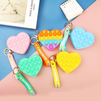 China Valentine's Day Push Bubble Bubble Butler Heart Pink Noise Waterproof He Key Chain Mini Coin Purse Heart Shape The Skip Key Chain Purse for valentine for sale