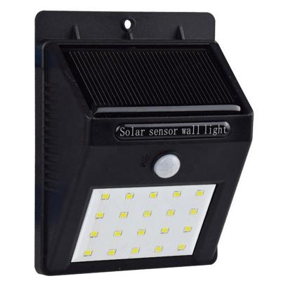 China garden & Black 20leds 1200mAh Lithium Battery Type Wall Mounted Emergency Motion Sensor Wall Light Outdoor Lamp Led Solar Wall Light for sale