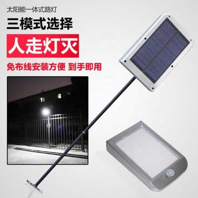 China Outdoor Solar Garden Lamp 48LED Courtyard Villa Country Lighting Silver Induction Small Human Rod Street Light for sale