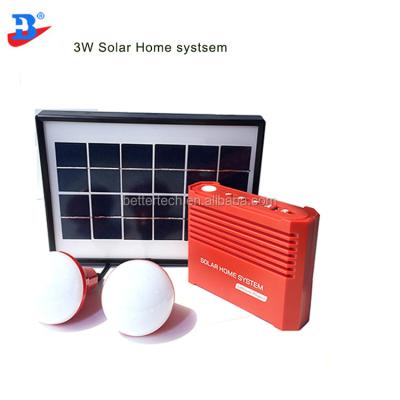 China Home Factory Wholesale 3W Red Shell Small Solar DC Lighting Kit for sale