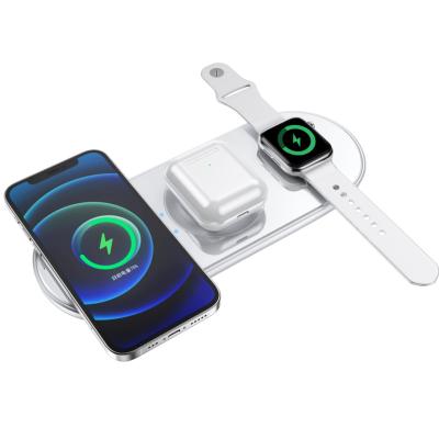 China 2021 Innovative Smart Watch Products Mobile Phone Accessories 3 in 1 Wireless Charger Protection for Phone Watch and Earphone for sale