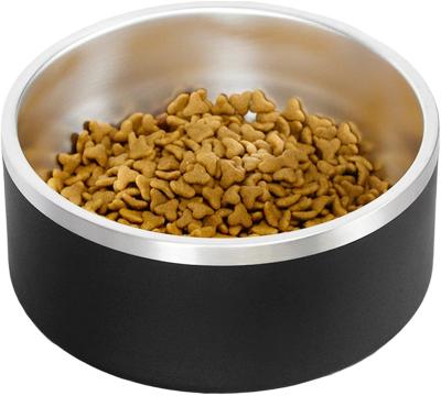 China Factory Direct Sale Viable Custom Logo Feeder Pet Bowl Double Wall Stainless Steel Dog Bowls With Non-slip Silicone Bottom for sale