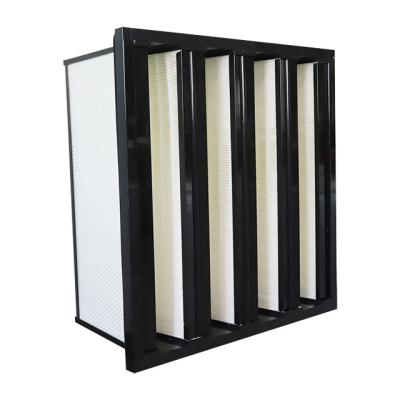 China W Shape V Bank Air Filter Superfine Fiber Glass H11 H12 99.99% 0.3um for sale