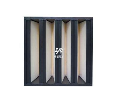 China Custom W Cell Air Filters , Plastic Frame Glass Fiber H14 HEPA V Bank Filter for sale