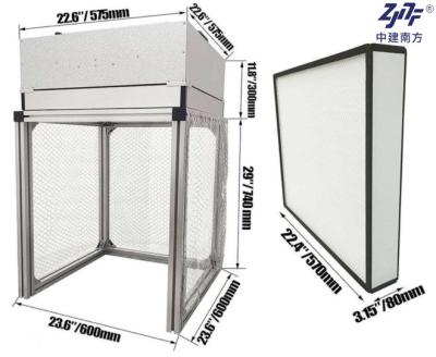 中国 フィルタリング FFU デスクトップ ラミナール フロー フード ベンチ 2x2 フィート 575*575*300mm 販売のため