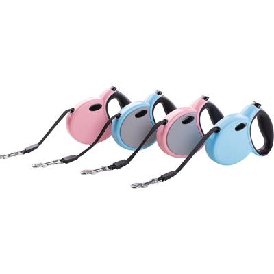 China Personalized Private Label Pink/Blue Pet Walking Leash With Lock Button Adjustable Retractable Dog Leash 3m For Dog Up To 15kg for sale